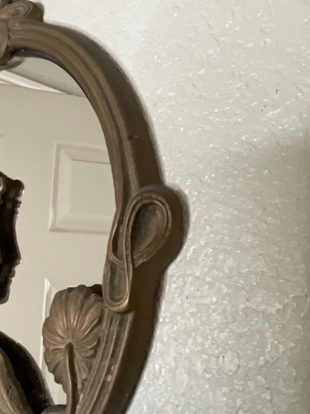 Vintage Silvestri Art Nouveau style brass wall mirror Art Deco Ivy Lady